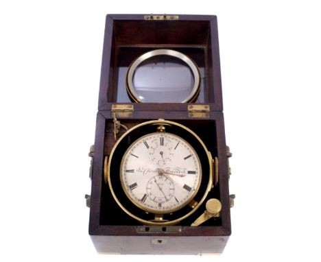Poole for John Clark, Greenock, a mahogany cased two day chronometer, the full plate, chain fusee movement having maintaining