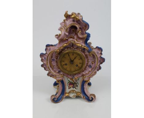 19th century mantel clock with French eight day movement, silk suspension, outside count wheel striking on a bell, gilt metal