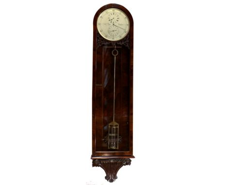 Mid-Victorian wall mounted regulator with eight day single train movement, top mounted winding, 12.5 inch diameter silvered d
