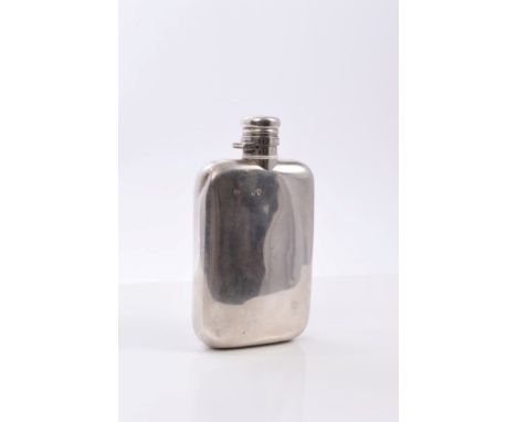 Victorian silver spirit flask of shaped rectangular form, hinged cover with bayonet fastening (London 1893), Sampson Mordan &