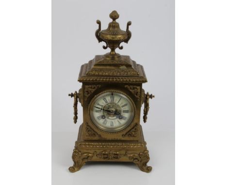 Late 19th century mantel clock with French eight day movement striking on a bell, signed - Maple & Co. Paris 852, white ename