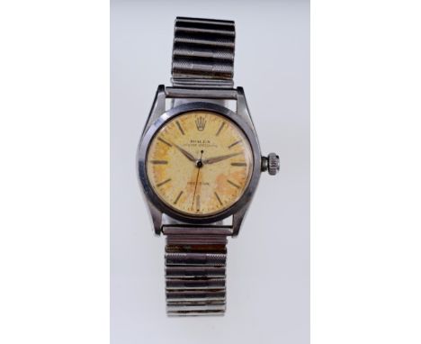 1940s gentlemen's Rolex Oyster Speedking Precision wristwatch with manual wind movement, the circular champagne coloured dial