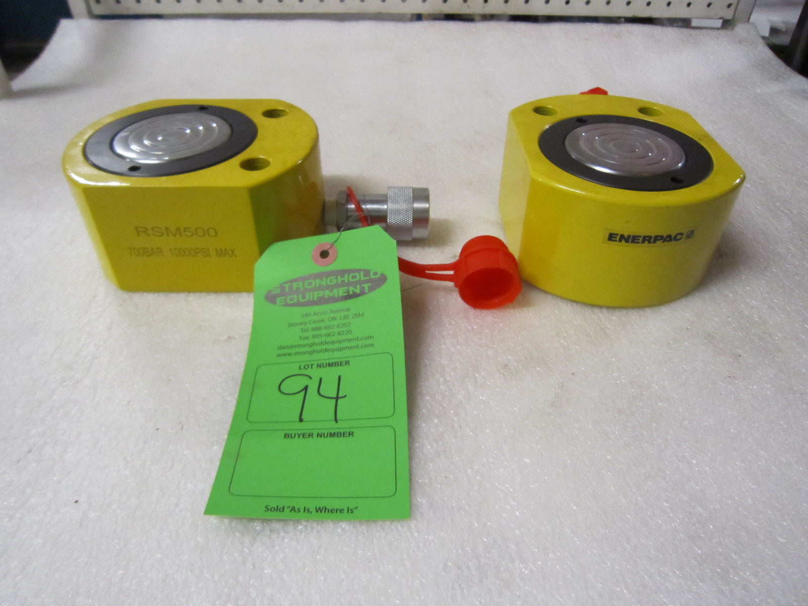 Lot of 2 (2 units) Enerpac RSM500 50 Ton Hydraulic Jacks pancake