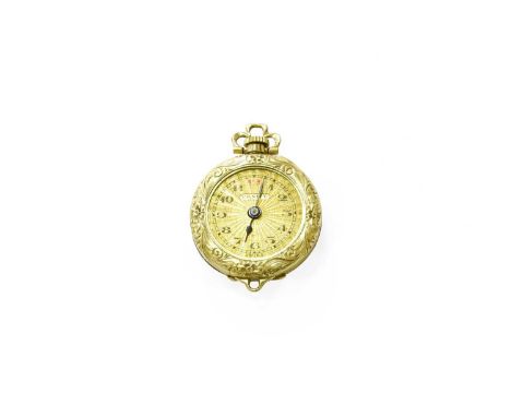 A Lady's 14 Carat Gold Fob Watch, signed Vanity, manual wound movement, case back with engraved initials, inside case back st