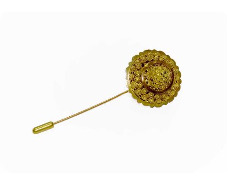 A Stick Pin, of domed yellow cannetille form, to a plain polished pin, head measures 2.8cm diameterProvenance: The Doctor Eil