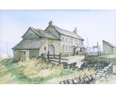 E* A* Fryers (20th century)''Farm with washing line''Signed watercolour, together with CD Taylor (20th century) farm landscap