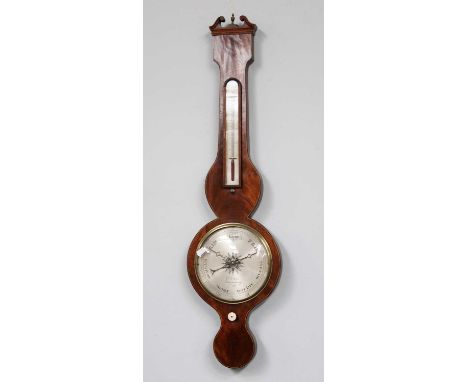 A Mahogany Wheel Barometer, circa 180, signed E Davies, Shrewsbury, 96cmThe case very slightly faded in parts. Part of the sw