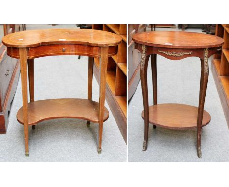 An Edwardian Inlaid Reniform Side Table, fitted with a drawer, 70cm by 43cm by 75cm and A French Gilt Metal-Mounted Kingwood 