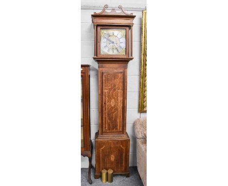 An Oak Eight Day Longcase Clock, circa 1730, 12" square brass dial with chapter ring signed Hen Stockar, London, later case, 