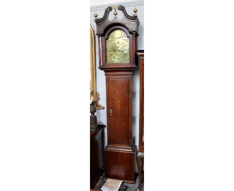 An Oak Eight-Day Longcase Clock, circa 1770, arch brass dial signed Jno Johnston, Morpeth, dial with inner date ring, 235cm h