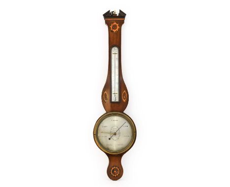 A Mahogany Inlaid Wheel Barometer, Signed Martinelli Ronketti &amp; Co, Manufactory, No:82 Leather Lane, London, circa 1810, 