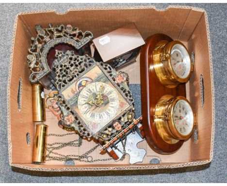 A Modern Ships' Type Aneroid Barometer/Quartz Combined Timepiece, maker to the Admiralty, Sewills Liverpool, together with a 