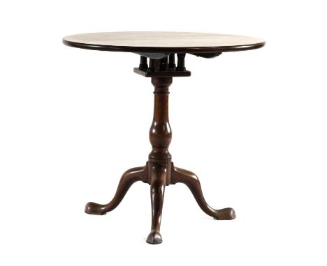 A George III Mahogany Birdcage Platform Tripod Table, 3rd quarter 18th century, the ciruclar above a pivotting platform suppo