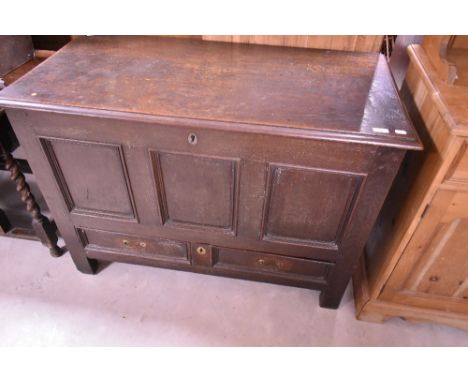 A 19th Century oak coffer , having drawers to base, width approx. 112 depth 56 height 80cm