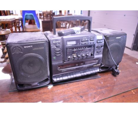 A Sony boom box radio cassette cd player