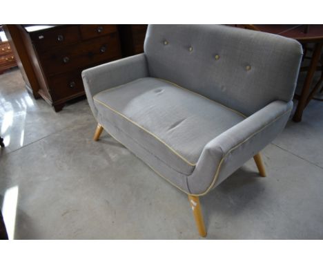 A modern vintage style settee of nice proportions on stylised frame similar to Ercol (Dunelm)