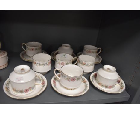 Nine Paragon cups and saucers in the Belinda pattern.