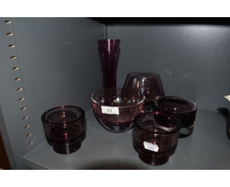 A selection of glass including Caithness.