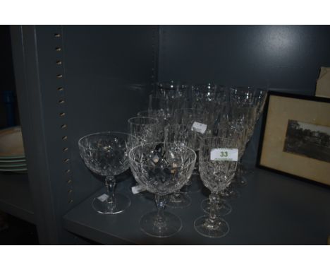 An assortment of vintage wine glasses.