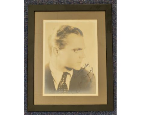 James Cagney signed vintage black and white photo mounted in a black framed was an American actor, dancer and film director. 