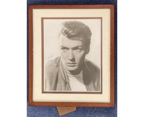 Clint Eastwood signed 13x11 inch framed and mounted vintage black and white photo dedicated... Good condition. All autographs