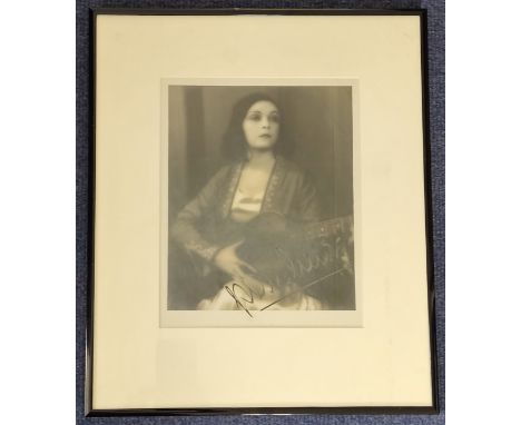 Pola Negri signed vintage black and white photo. Dedicated. 9x7 Inch Mounted in a black framed an Approx. overall 14.5x12 Inc