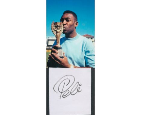Pele (1940-2022) Football Legend Signed Card With Brazil World Cup Photo. Good condition. All autographs are genuine hand sig