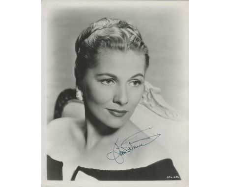 Joan Fontaine signed vintage 10x8 head and shoulders portrait photo. Was a British-American actress who is best known for her
