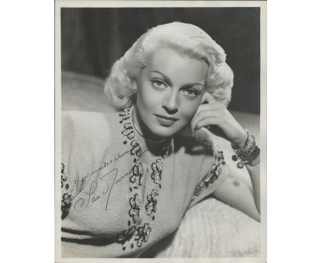 Lana Turner signed 1940s half-length vintage black and white photo. Was an American actress. 10 x 8 Inch. Good condition. All