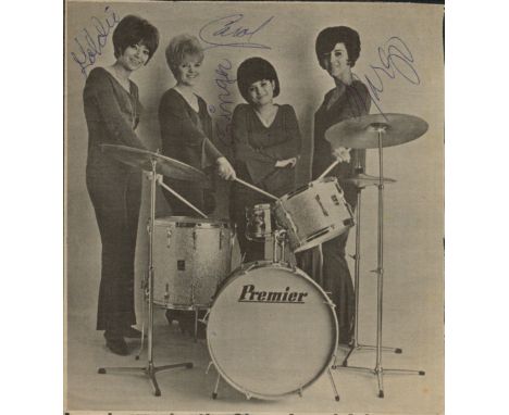 Goldie and the Gingerbreads multiple signed 1960's 7x7 bandw newspaper photo of the female group signed with their first name