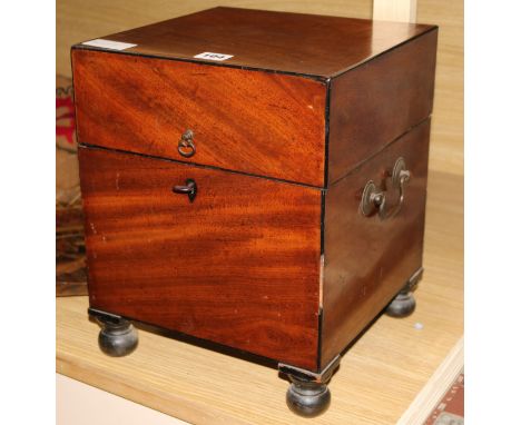 A George III mahogany decanter box, width 27.5cm height 34cm