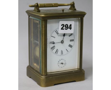 A French eight day repeating carriage clock, retailed by Cameron Kuss