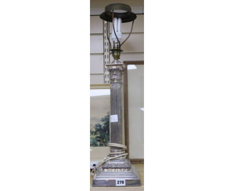 A plated corinthian column table lamp