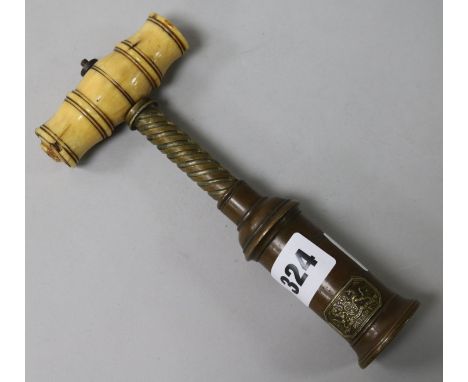 A Georgian bone handled corkscrew