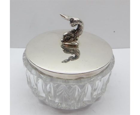 Sterling Silver dolphin finial trinket dish. Hallmarked sterling 925 measures approx 10.5cm dia by 9cm tall 