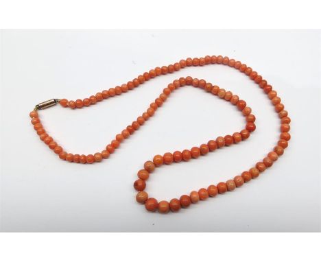 Antique Coral Bead Necklace Graduated Beads Largest Measures 6mm dia Weight 15grams Gold Clasp
