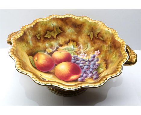 Large Hand Painted Fruit Study Royal Worcester Fruit Bowl By J Bowman in great condition measures apex 11ins dia by 5.5 ins t