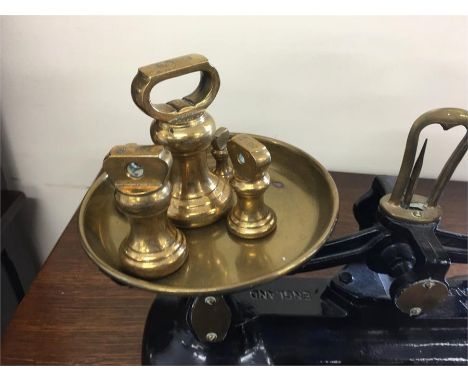 Vintage Scales And Brass Weights By Lebra Scale Country England 