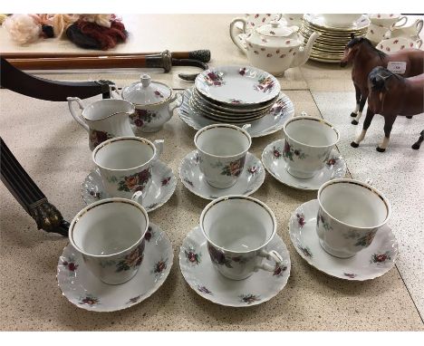 Bone China Tea Service Floral Decoration By Chodziez