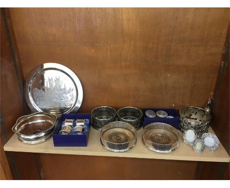 Shelf of Silver Plated Items 