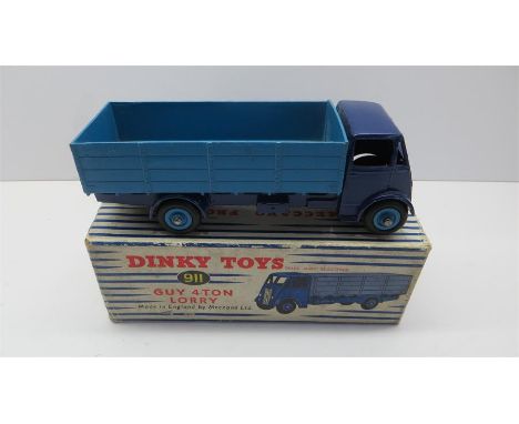 Dinky Toys 911 Guy 4-Ton Lorry  dark blue cab,  light blue & dark blue combination Boxed in great condition  box light wear e