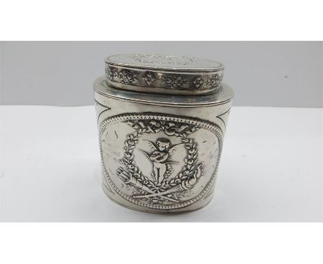 Antique German Silver tea caddy weight 110 g 