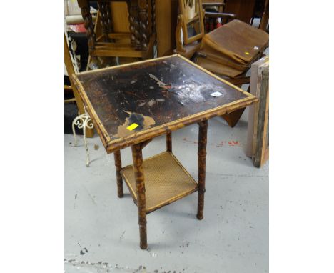 A bamboo painted occasional table with lower shelf