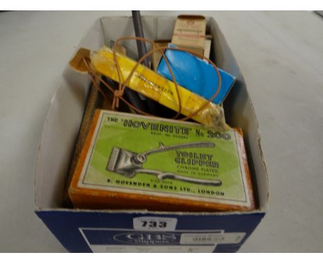 A parcel of various collectables including compass, thermometers, cigarette cards, letter opener etc