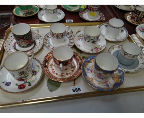 Eight various coffee cans & saucers including Wedgwood, Aynsley, Royal Worcester etc