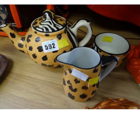 An African cheetah print teaset