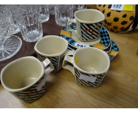 Four Dorothy Hafner designed Rosenthal coffee cups & saucers