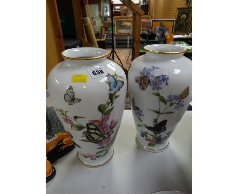 A pair of Franklin Mint John Wilkinson butterfly vases