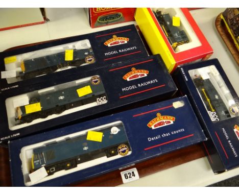 Four Bachmann OO gauge diesel locomotives together with Hornby shunter