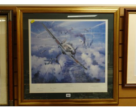 A limited edition print entitled 'A Wing & a Prayer, 15th September 1940' from original painting by MICHAEL TURNER